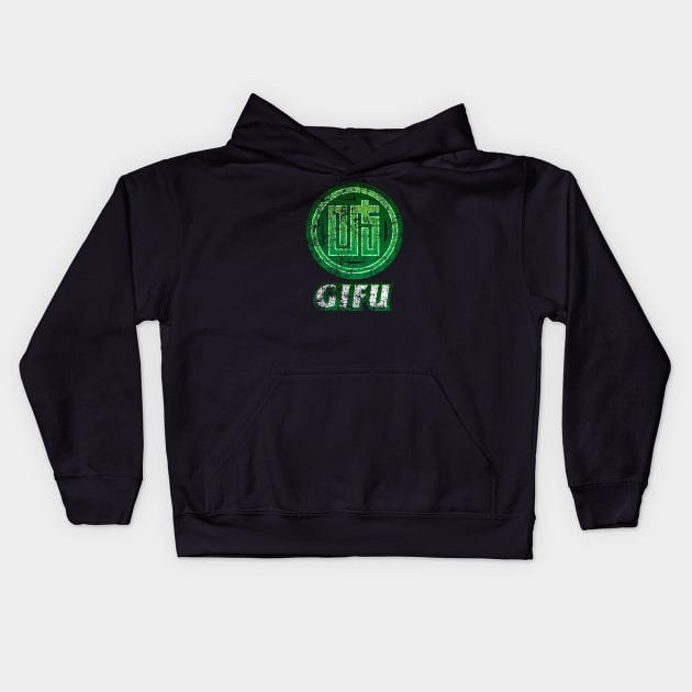 Gifu Prefecture Japanese Symbol Distressed Kids Hoodie by PsychicCat